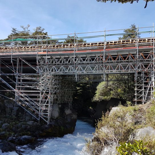 Waihohonu Bridge repair – Desert Road using layher scaffolding Taupo